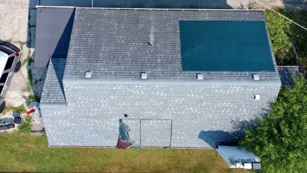 East Loves Park project: Roof replacement overhead drone view